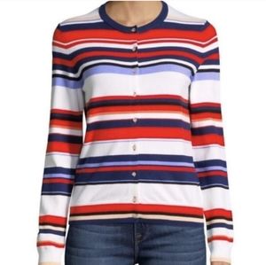 Lord & Taylor Striped Round Neck Cardigan XL